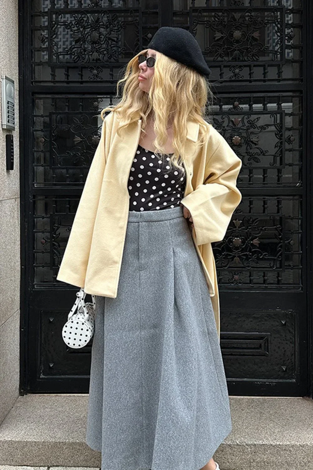 Minimalist Solid Color Tie Waist Mid-Length Coat - Image 3