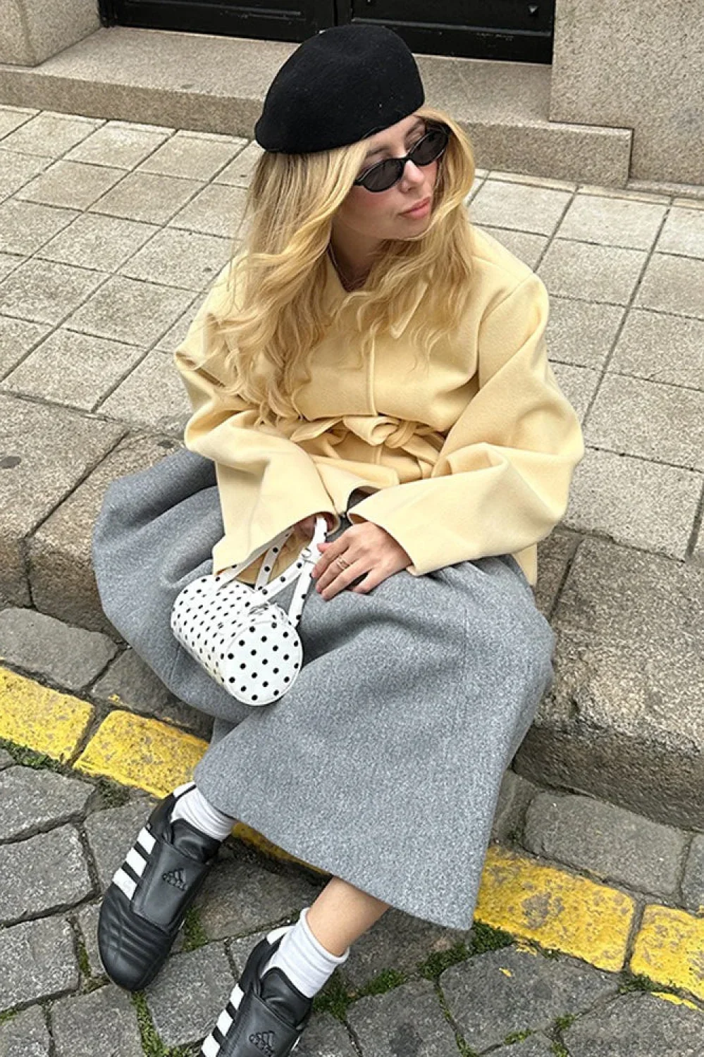 Minimalist Solid Color Tie Waist Mid-Length Coat - Image 4