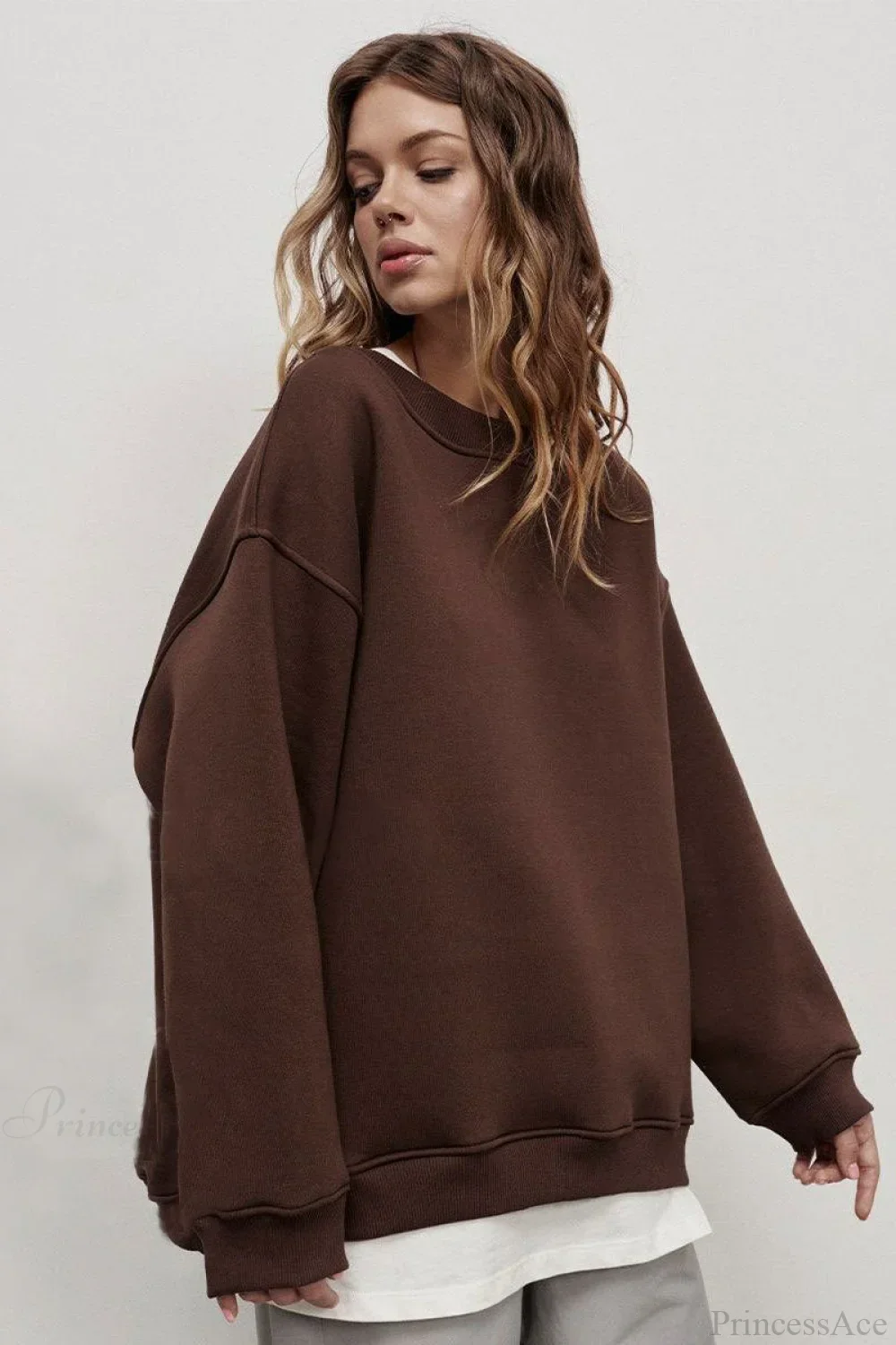 Minimalist Solid Crew Neck Oversize Sweatshirts - Image 16
