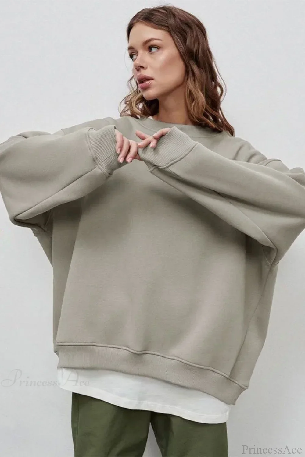 Minimalist Solid Crew Neck Oversize Sweatshirts - Image 24