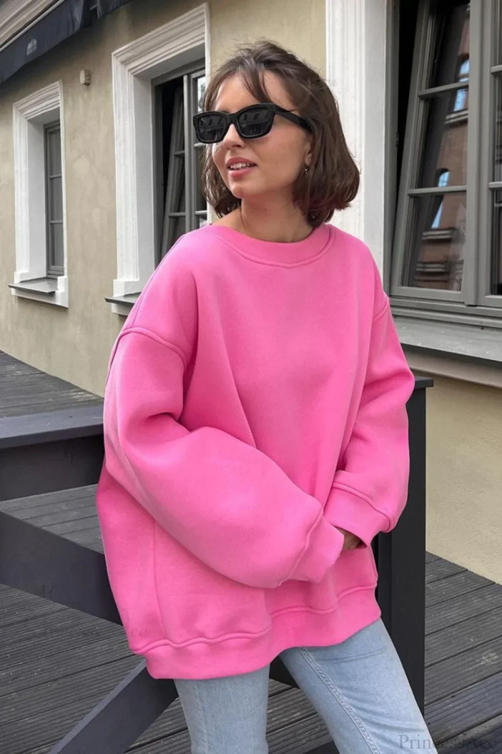 Minimalist Solid Crew Neck Oversize Sweatshirts - Image 5