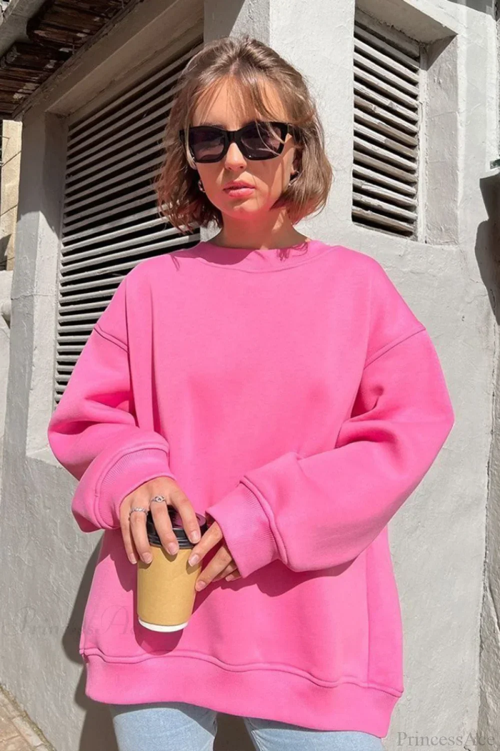 Minimalist Solid Crew Neck Oversize Sweatshirts - Image 7