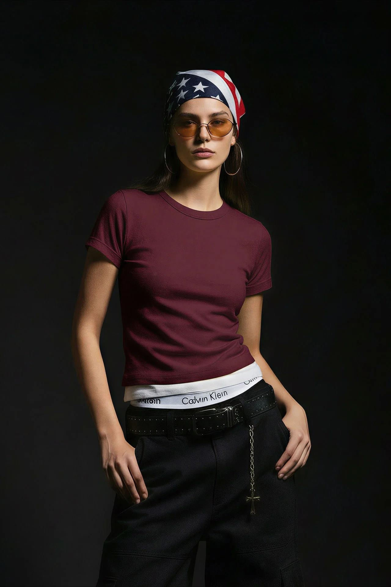 Minimalist Solid Crew Neck Slim Crop T-shirt - Image 2