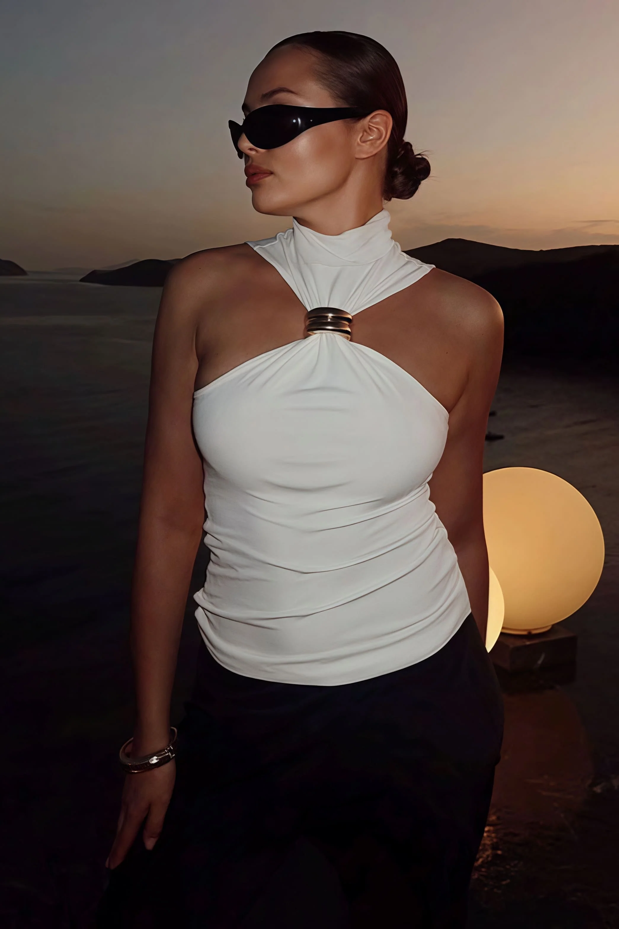 Minimalist Solid Metal Sexy Slim Halter Top - Image 3
