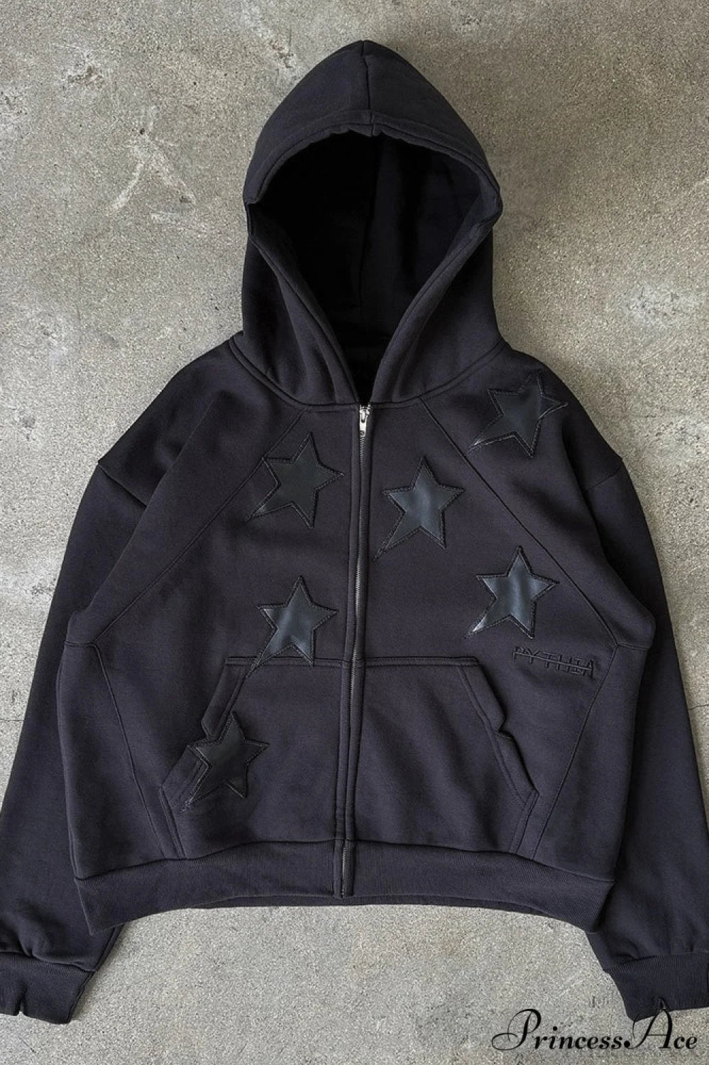 Minimalist Star Print Zip-Up Hoodie