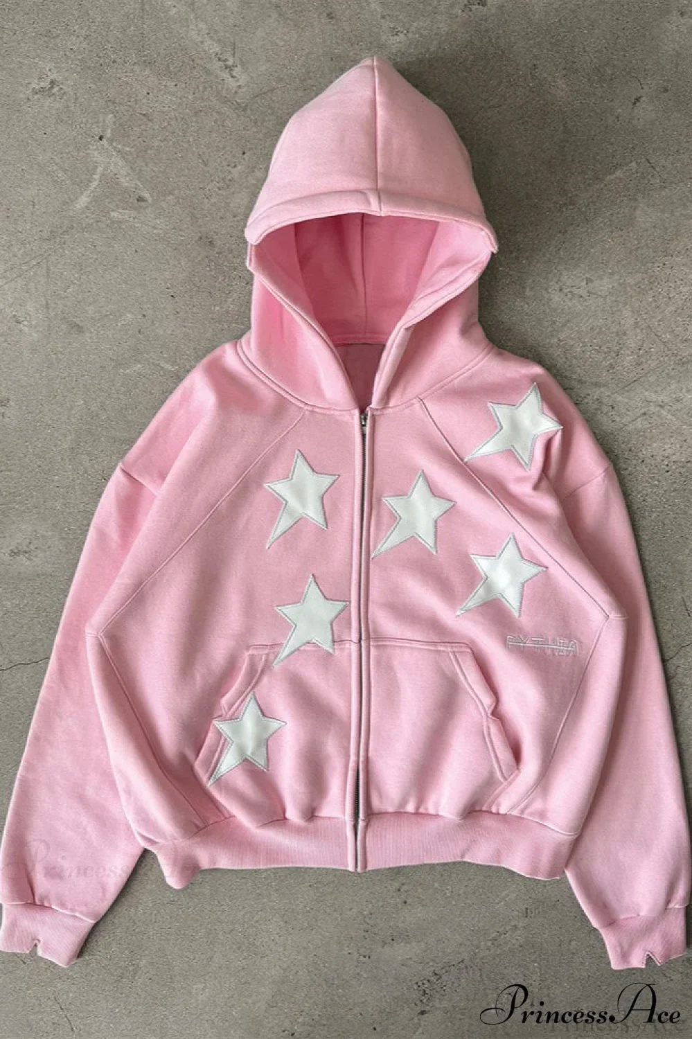 Minimalist Star Print Zip-Up Hoodie - Image 2