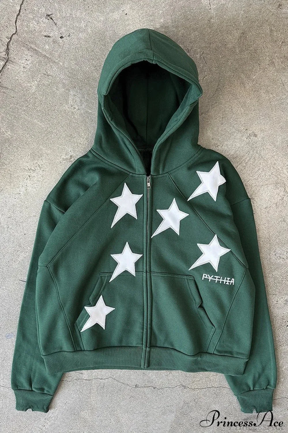 Minimalist Star Print Zip-Up Hoodie - Image 3