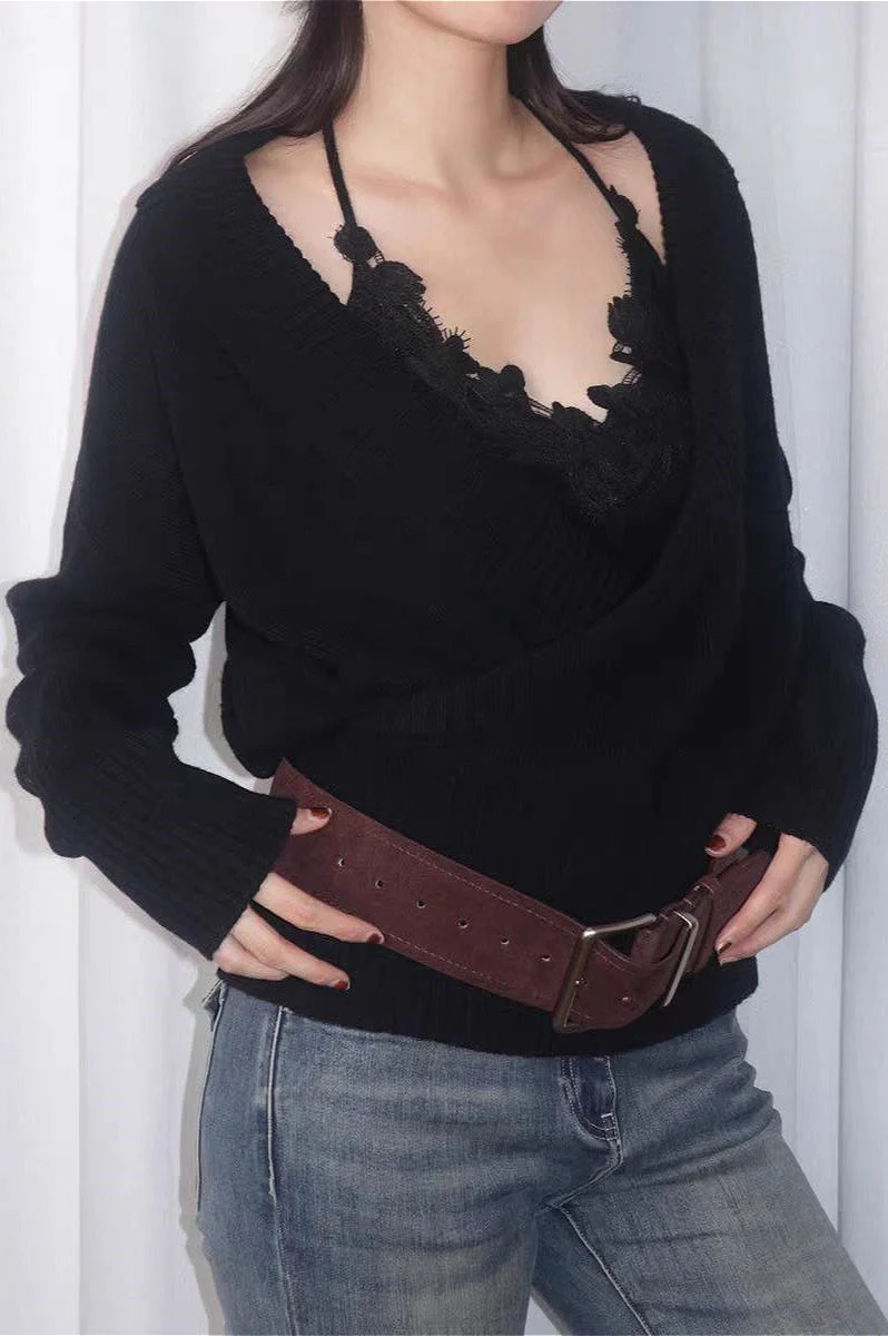 Minimalist Wrap Front Knit Blouse - Image 4