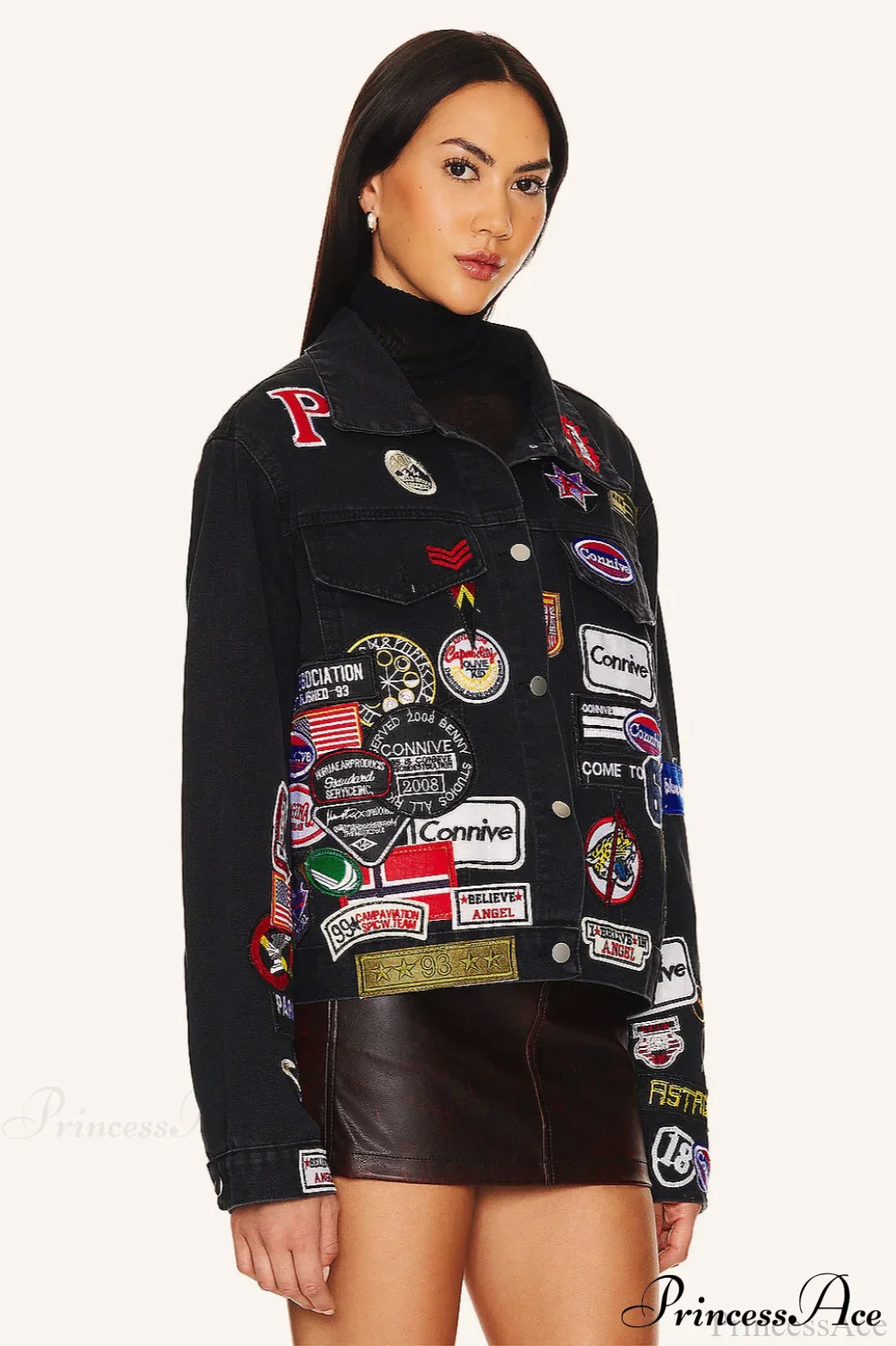 Multi Badge Denim Collared Coat - Image 2