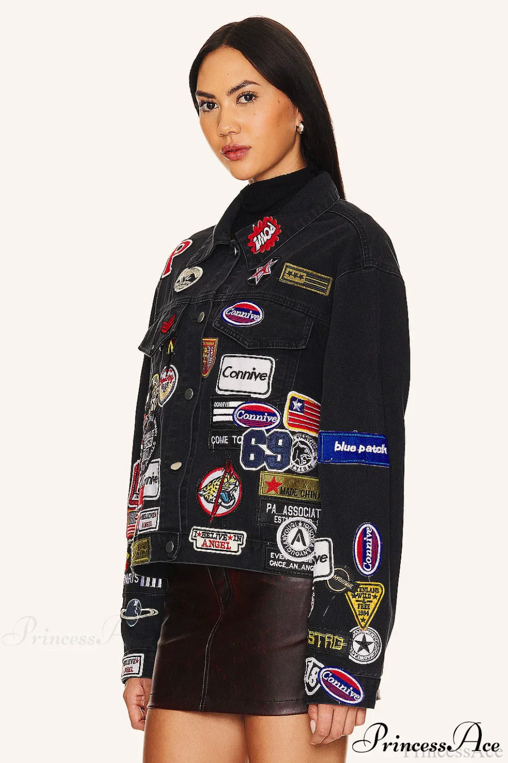 Multi Badge Denim Collared Coat - Image 3