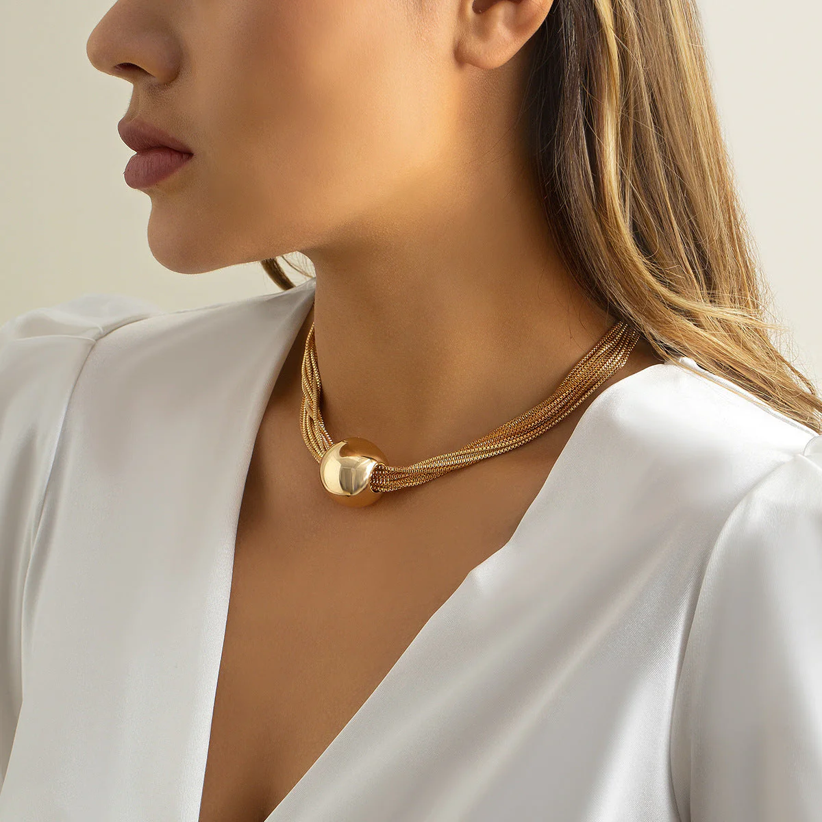 Multi Layer Chain Ball NeckLace - Image 3
