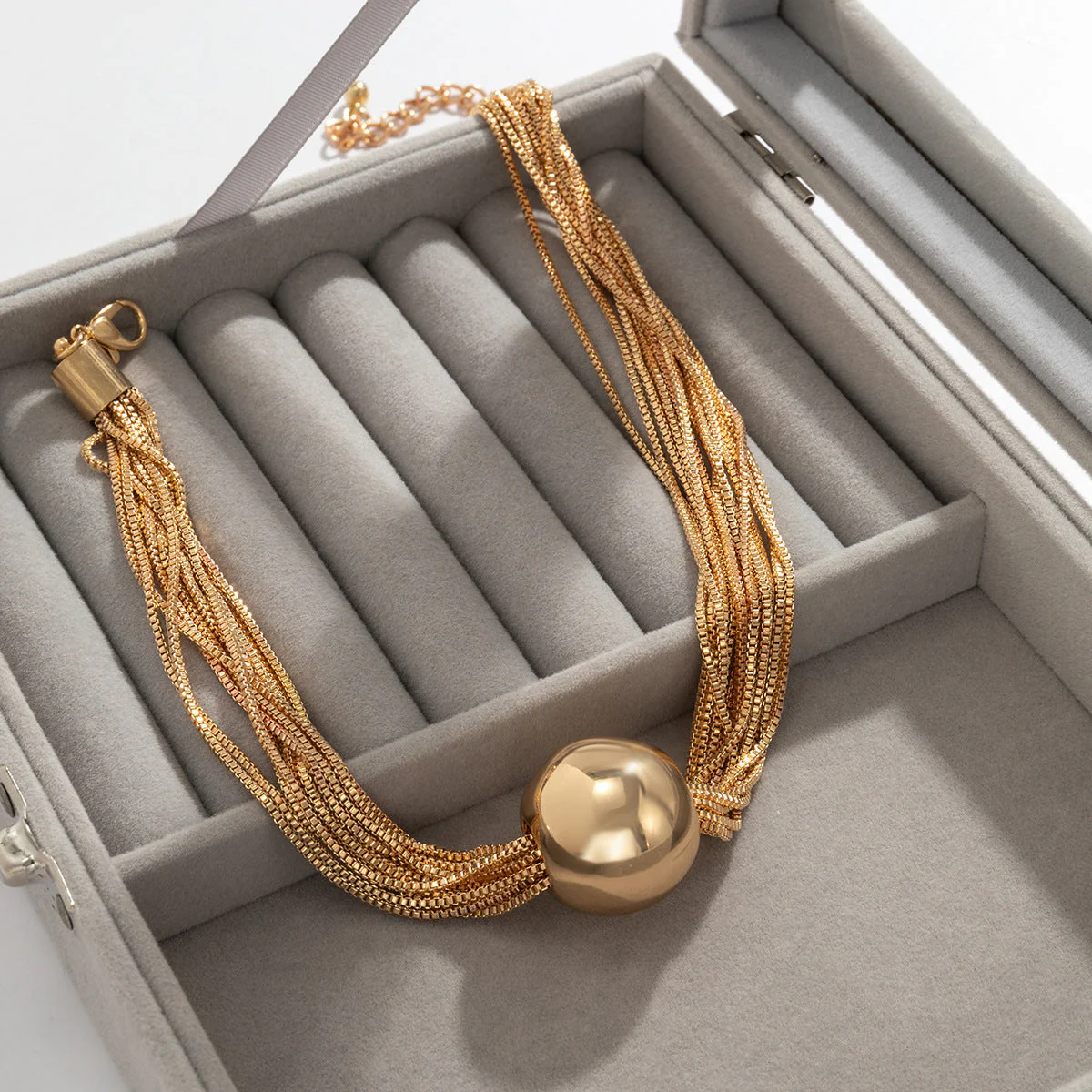 Multi Layer Chain Ball NeckLace - Image 4