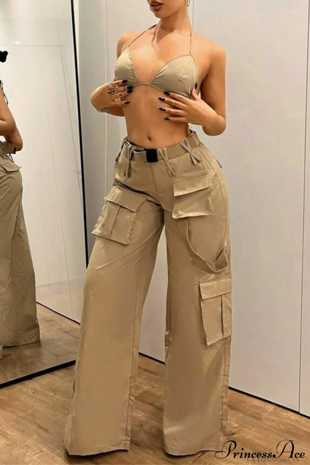 Multi-Pocket Mid-Rise Straight-Leg Cargo Pants - Image 2