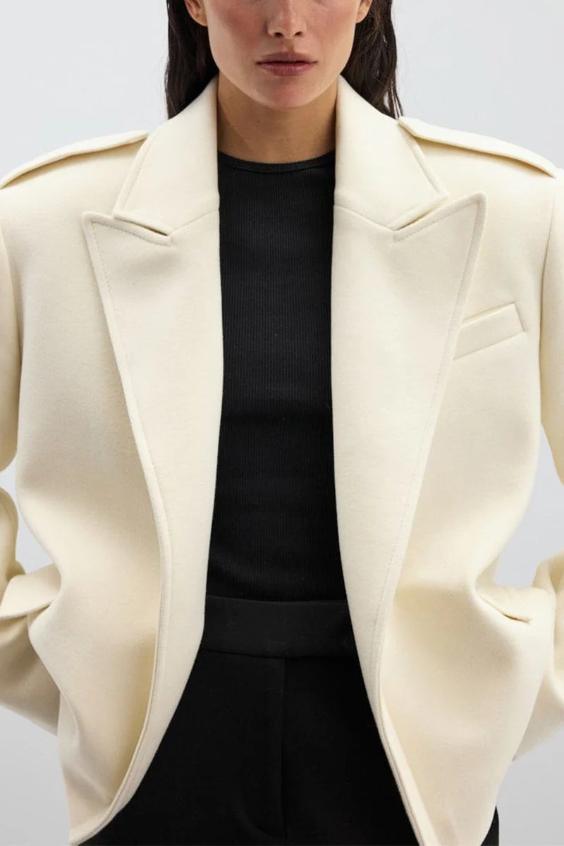 Notch-Lapel Epaulet Wool Blend Loose Coat - Image 12