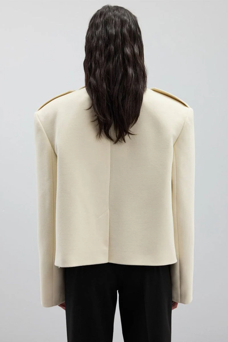 Notch-Lapel Epaulet Wool Blend Loose Coat - Image 14