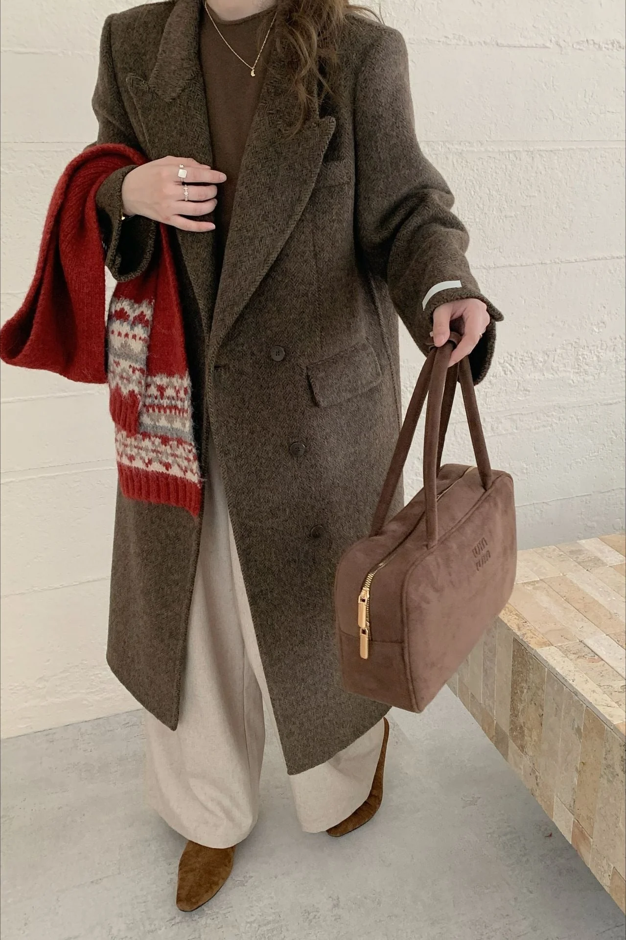 Notched Lapel Double-Faced Wool Thickened Long Overcoat - Image 3