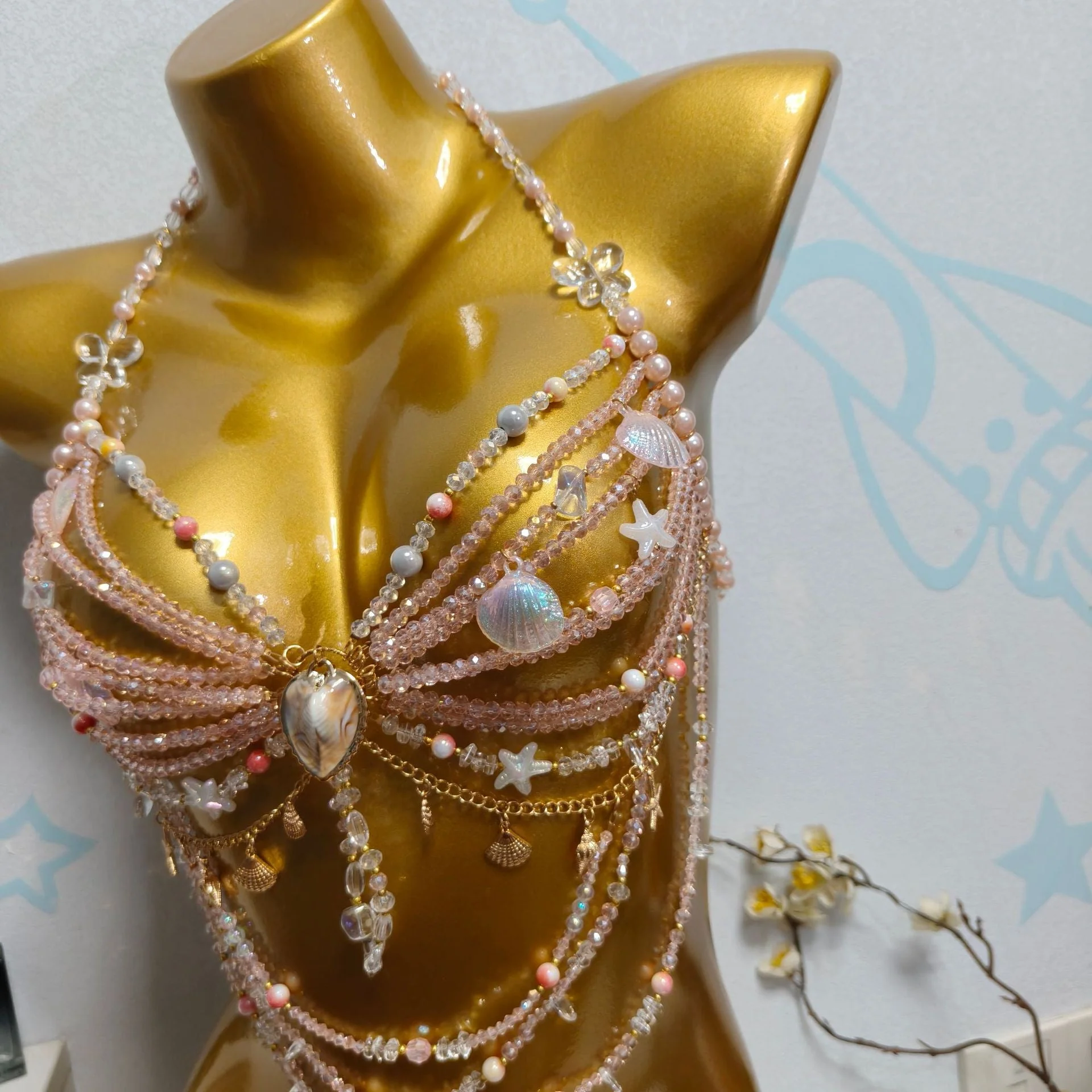 Ocean Style Pearl Beaded Chest Body Chain - Image 2
