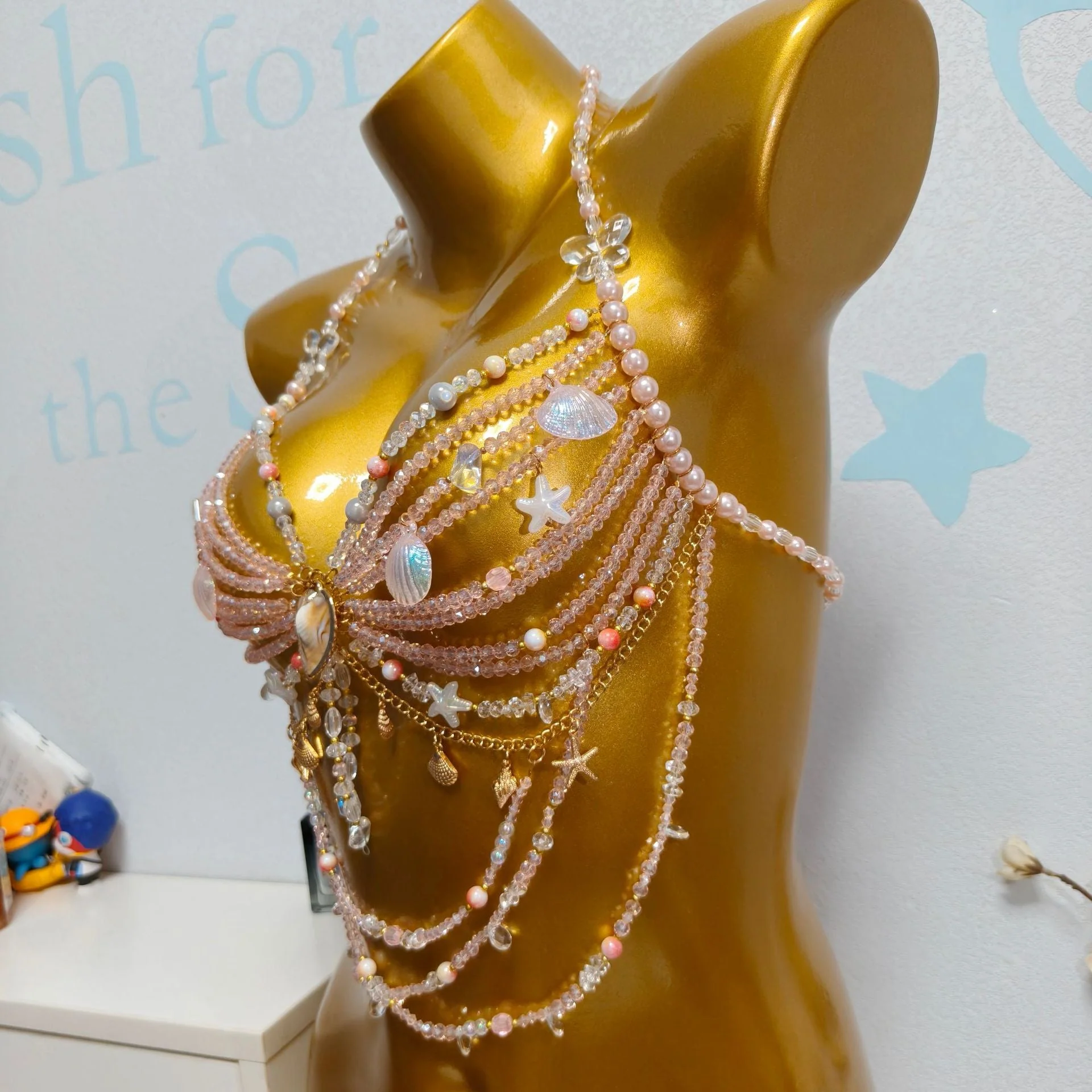 Ocean Style Pearl Beaded Chest Body Chain - Image 3