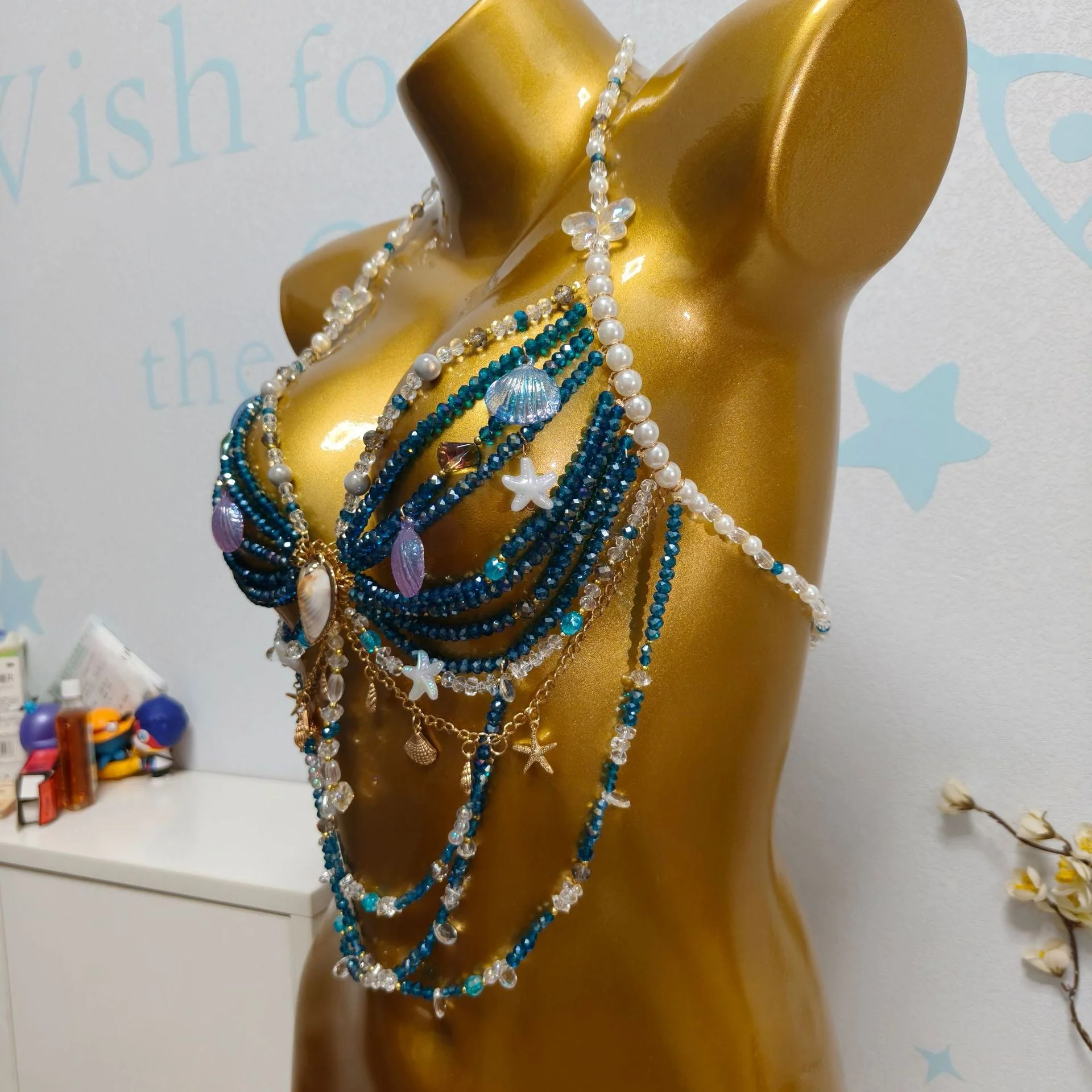 Ocean Style Pearl Beaded Chest Body Chain - Image 6
