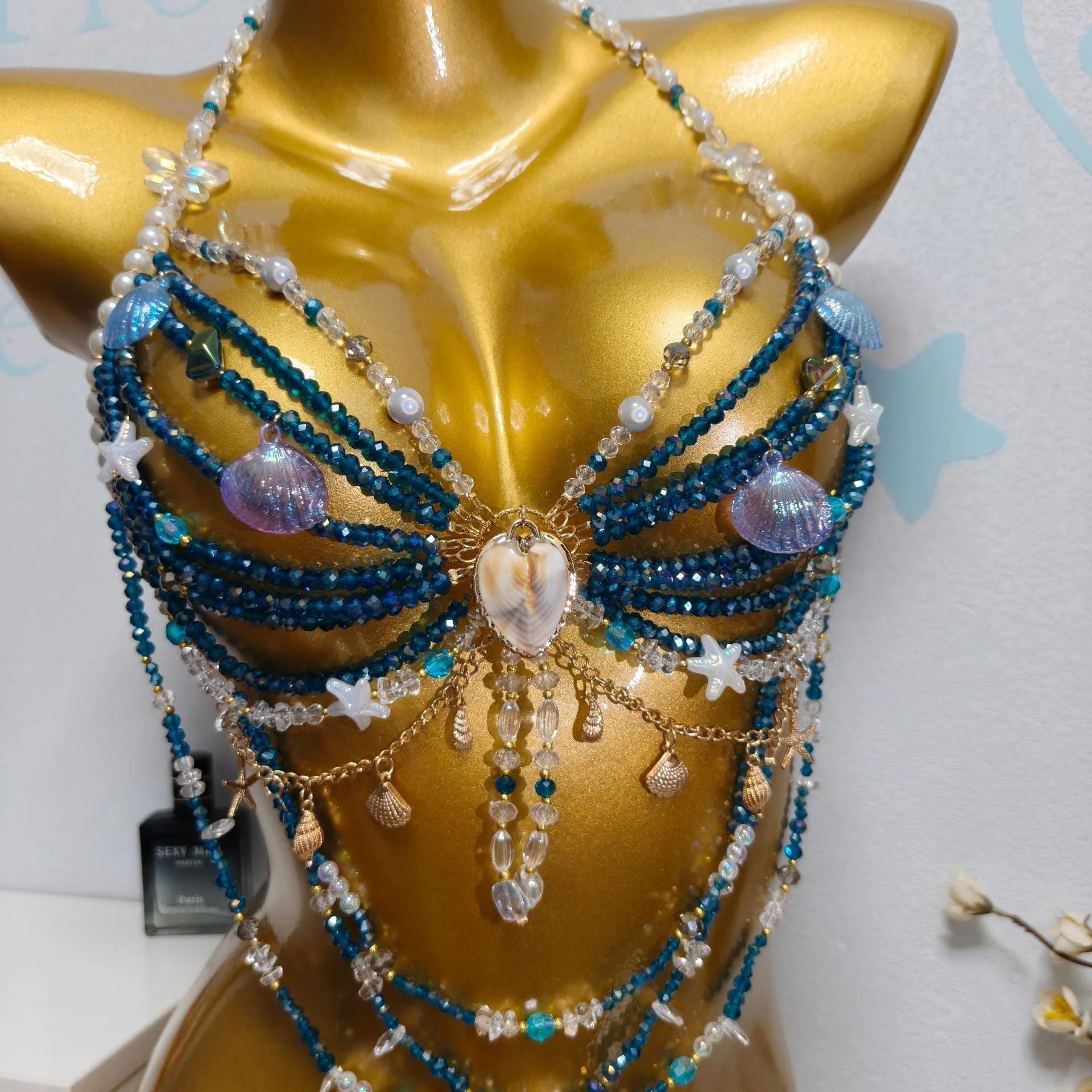 Ocean Style Pearl Beaded Chest Body Chain - Image 7