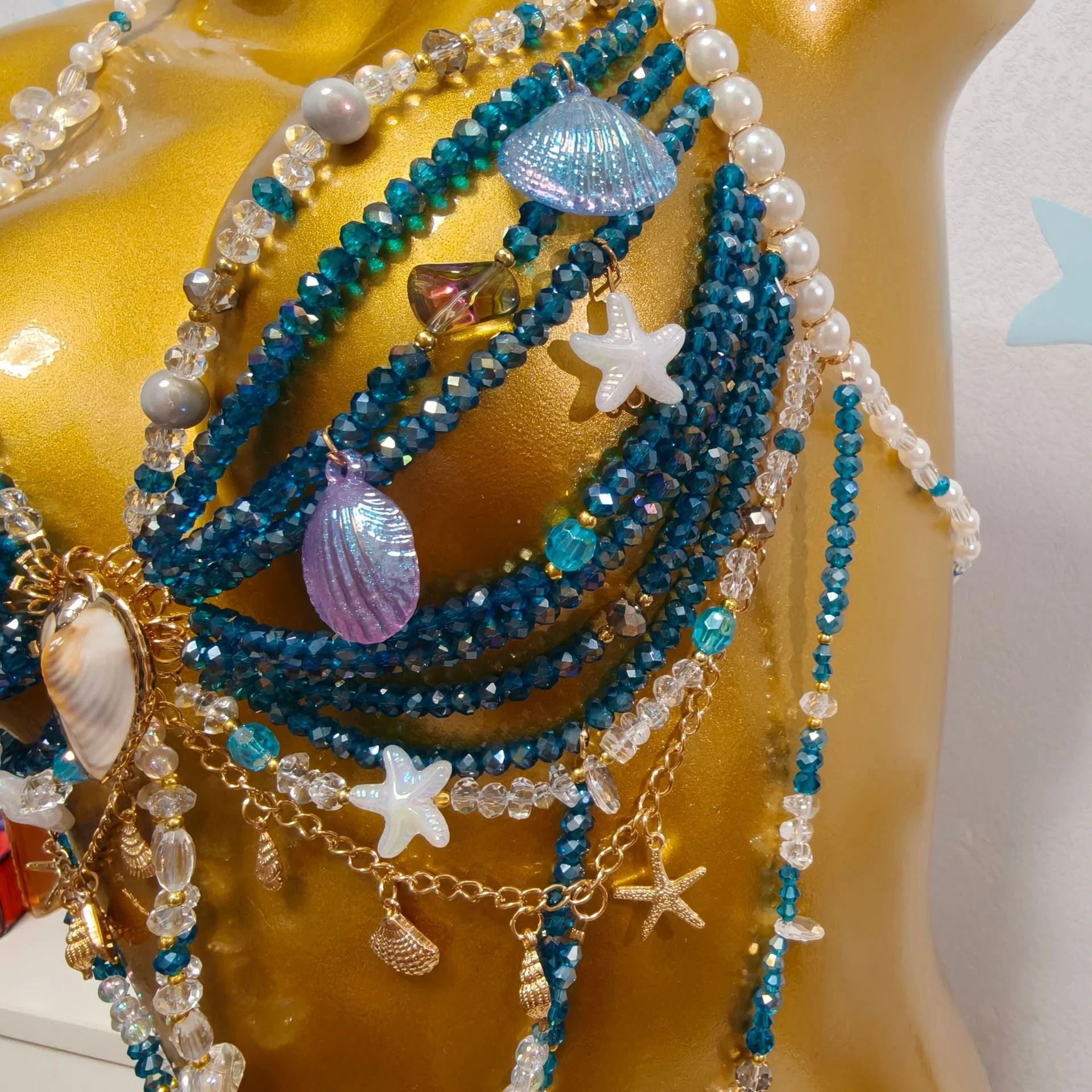 Ocean Style Pearl Beaded Chest Body Chain - Image 8