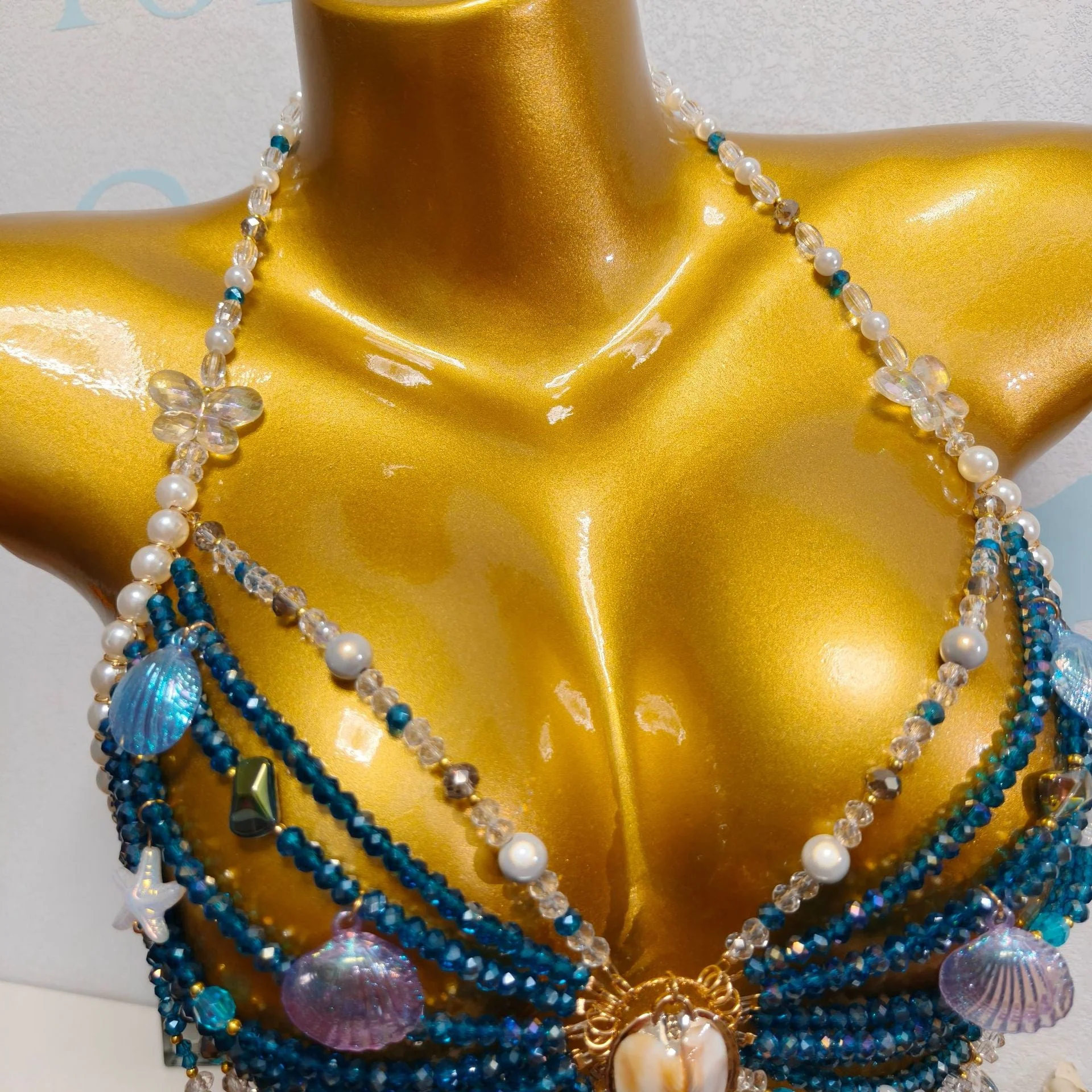 Ocean Style Pearl Beaded Chest Body Chain - Image 9