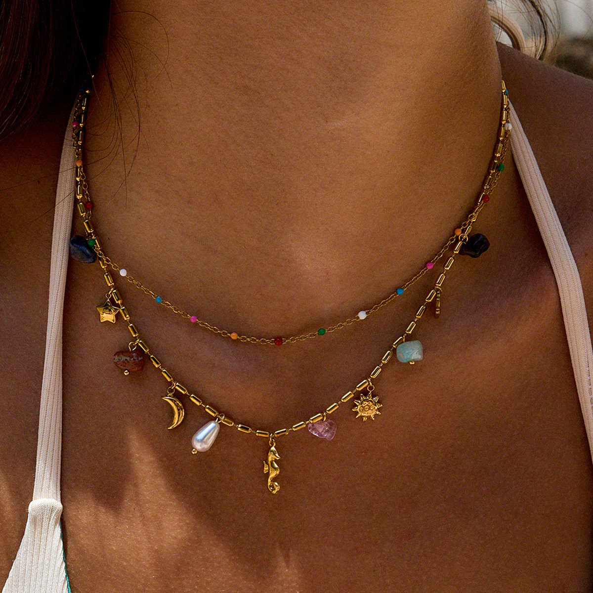 Ocean Style Titanium Steel Double Layer NeckLace - Image 2