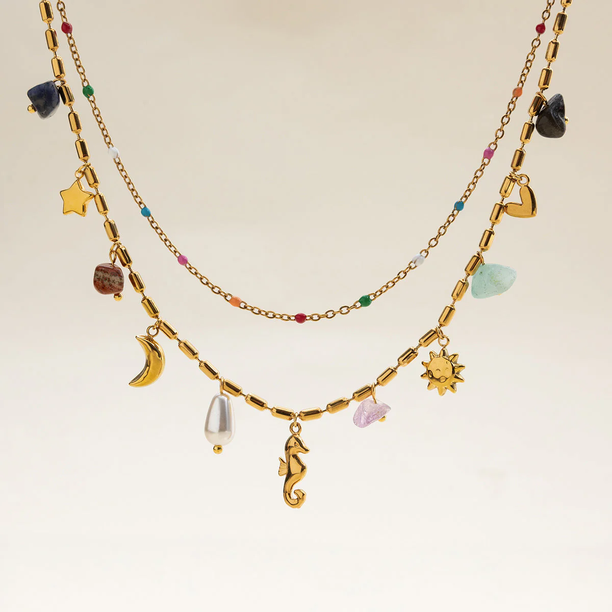Ocean Style Titanium Steel Double Layer NeckLace - Image 4