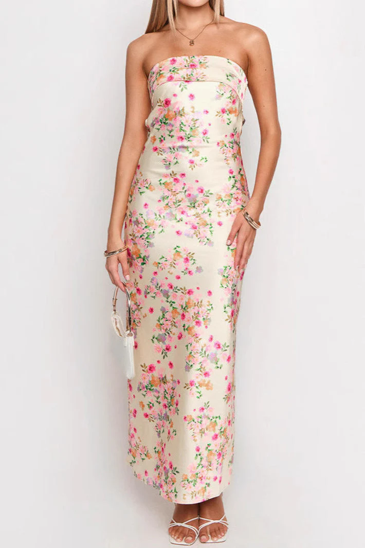 Off Shoulder Backless Maxi Floral Dress - Image 4