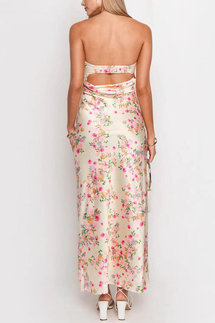 Off Shoulder Backless Maxi Floral Dress - Image 5
