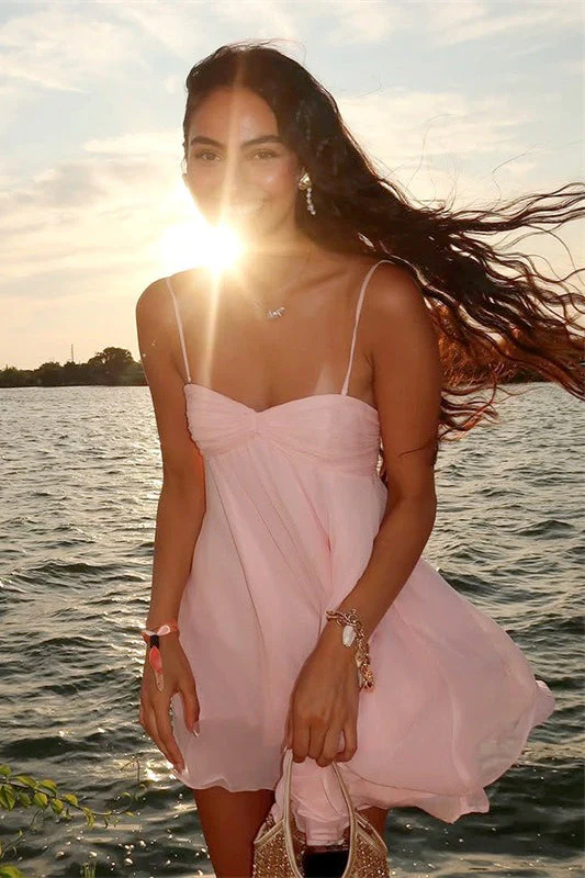 Off Shoulder Flowy Chiffon Cami Mini Dress - Image 4