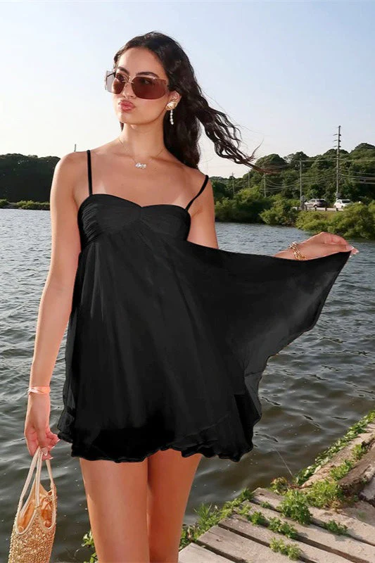 Off Shoulder Flowy Chiffon Cami Mini Dress - Image 7