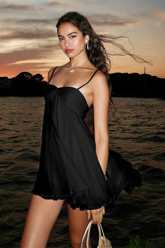 Off Shoulder Flowy Chiffon Cami Mini Dress - Image 8