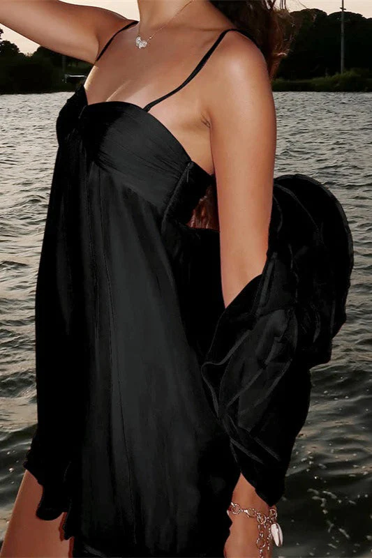 Off Shoulder Flowy Chiffon Cami Mini Dress - Image 9