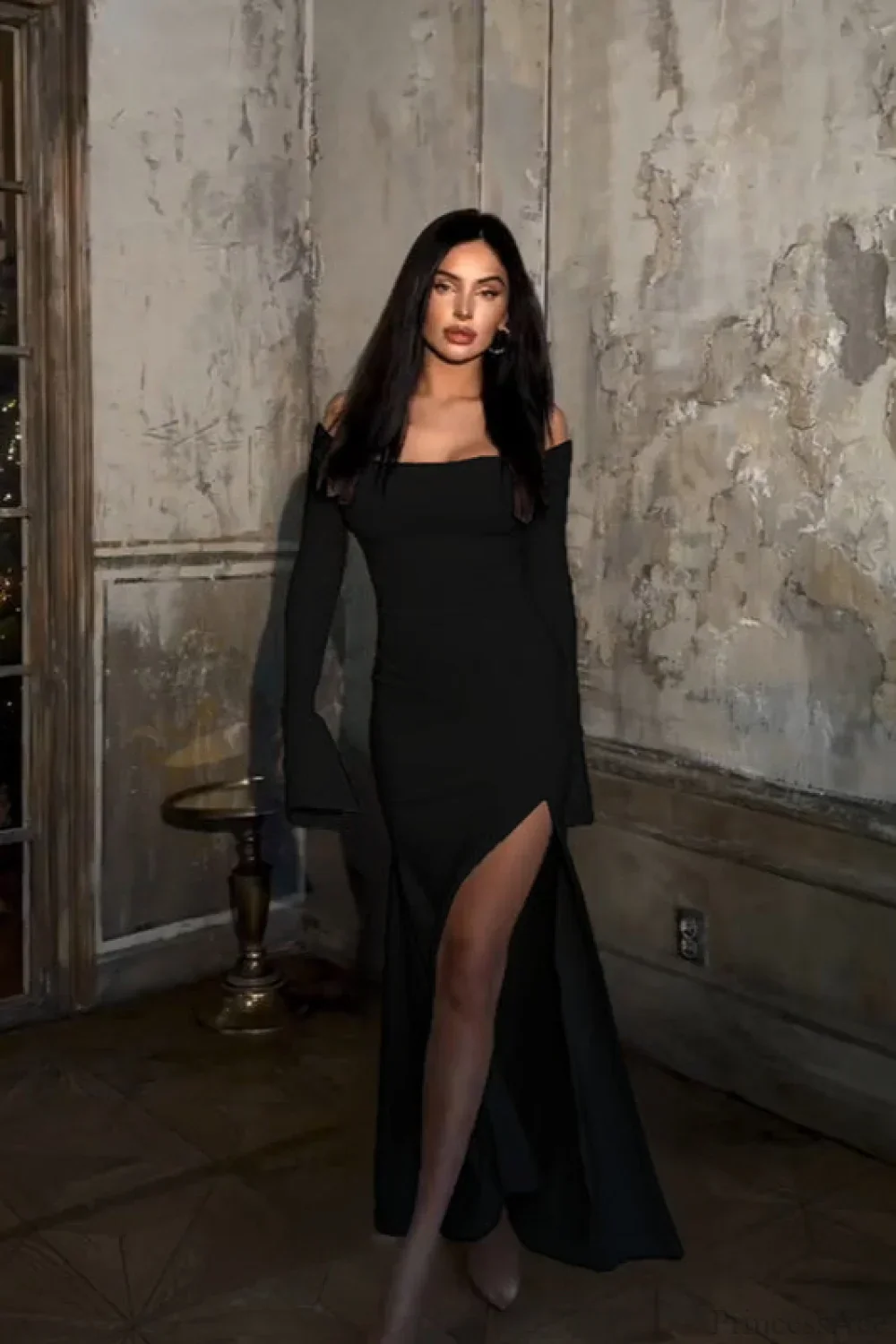 Off Shoulder Tie Fitted Elegant Maxi Dress - Image 4