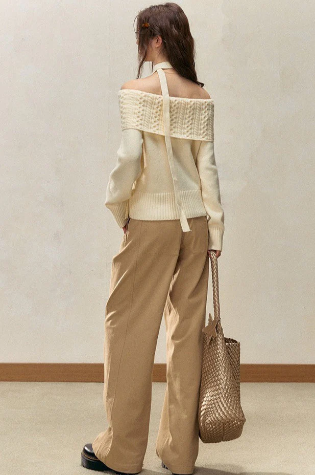 Off-the-shoulder Fitted Cable Knit Blouse - Image 4