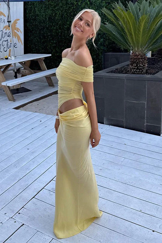 Off-the-Shoulder Ruched Tulle Paneled Cutout Maxi Dress - Image 6