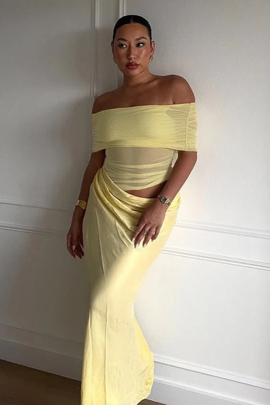 Off-the-Shoulder Ruched Tulle Paneled Cutout Maxi Dress - Image 7