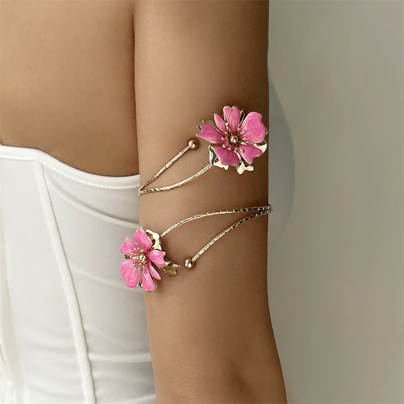 Oil Dripping Flower Open Bracelet - Image 2
