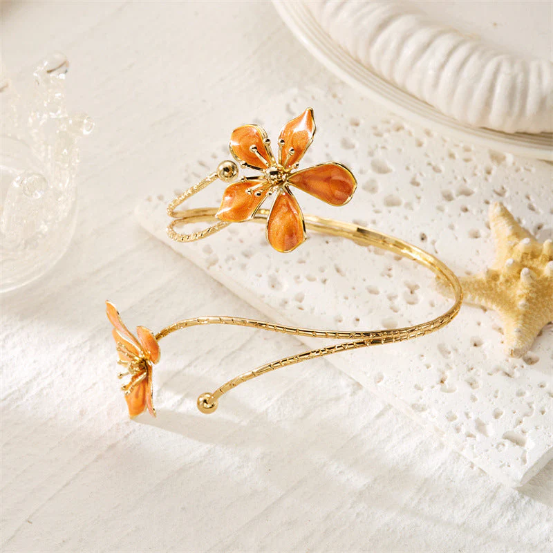 Oil Dripping Flower Open Bracelet - Image 7