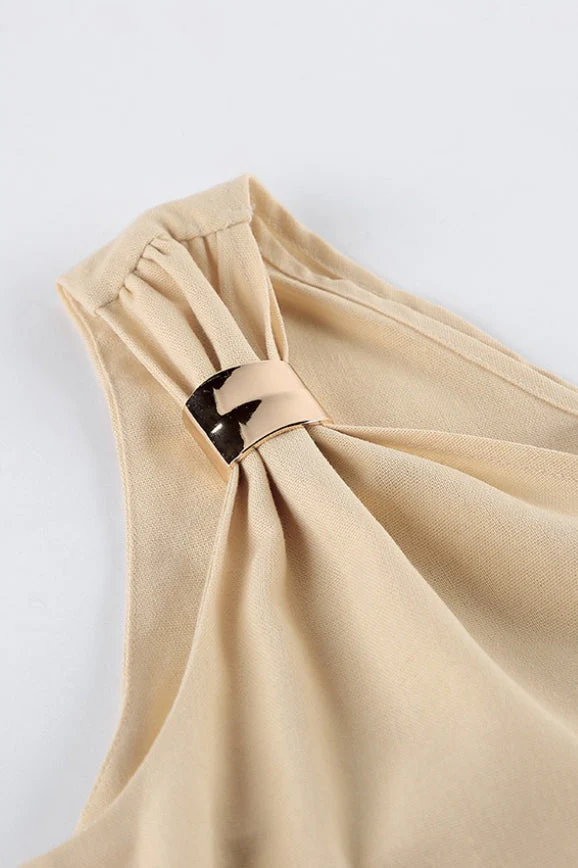 One Shoulder Asymmetric Tie Top High Waist Pants Two Piece Set - Image 9