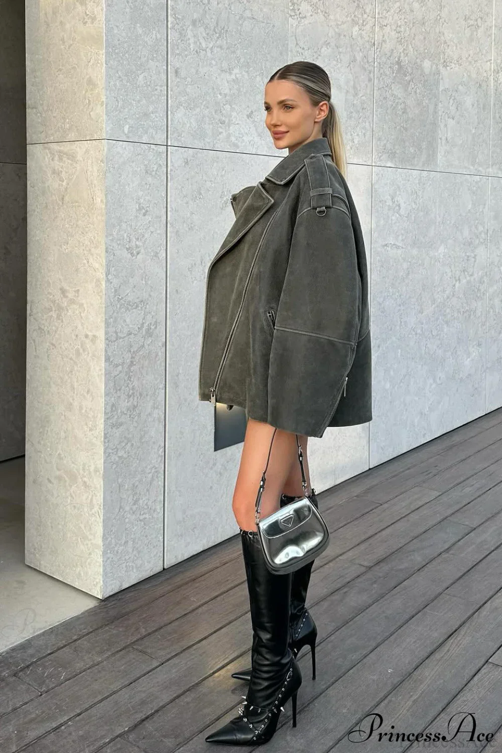 Oversize Suede Lapel Retro Versatile Coat - Image 3