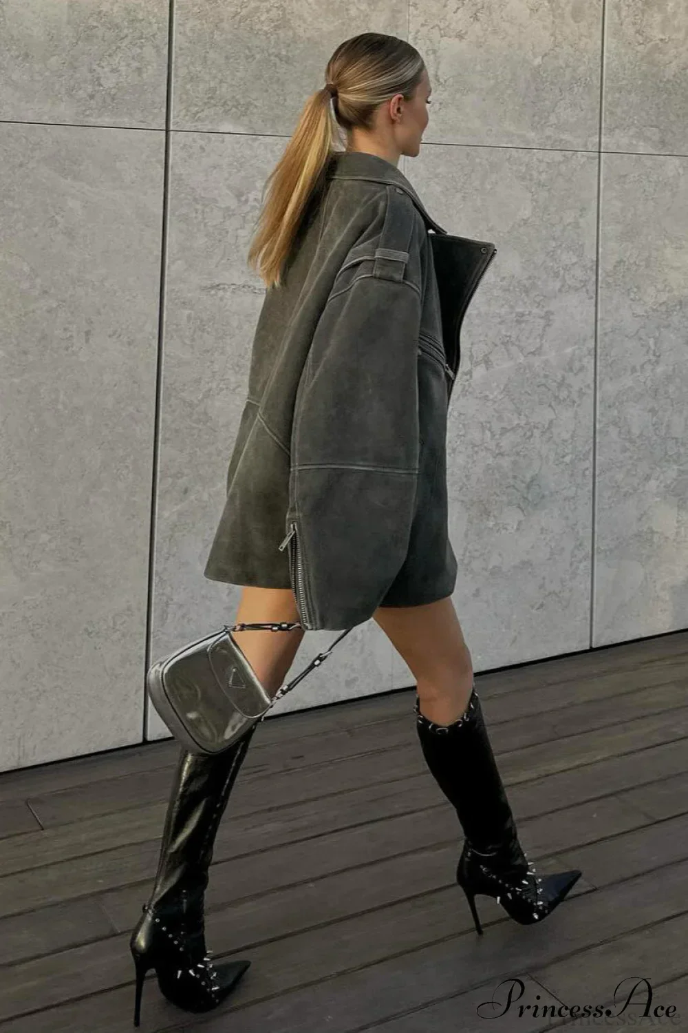Oversize Suede Lapel Retro Versatile Coat - Image 4