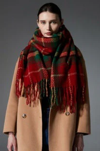 Oversized Fringe Plaid Scarf - Image 10