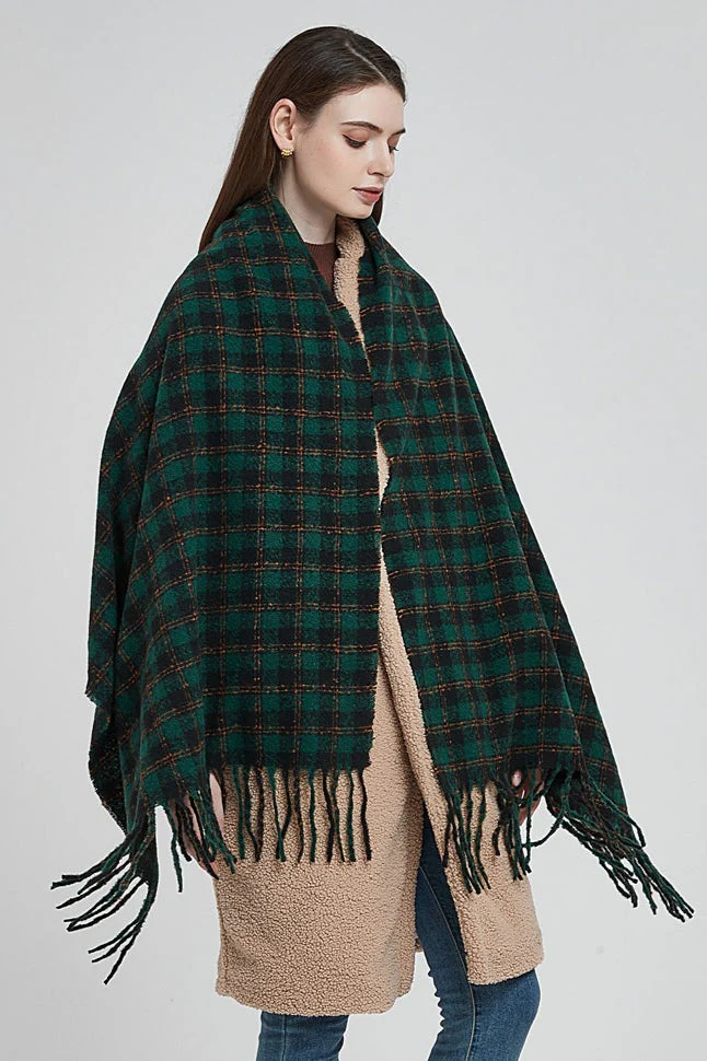Oversized Fringe Plaid Scarf - Image 7