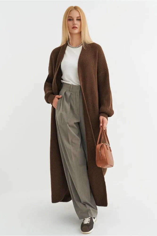 Oversized Long-Length Knit Cardigan - Image 3