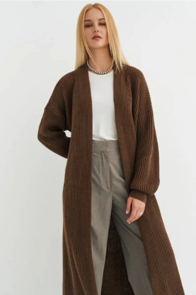 Oversized Long-Length Knit Cardigan - Image 4