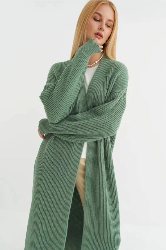Oversized Long-Length Knit Cardigan - Image 7