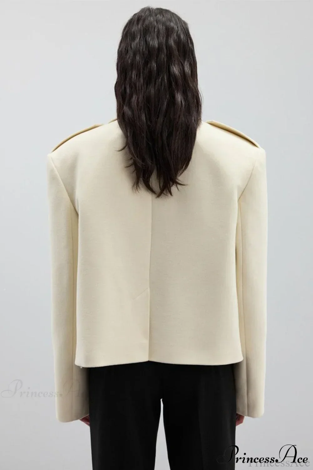 Oversized Notch Lapel Epaulette Woolen Blazer - Image 16