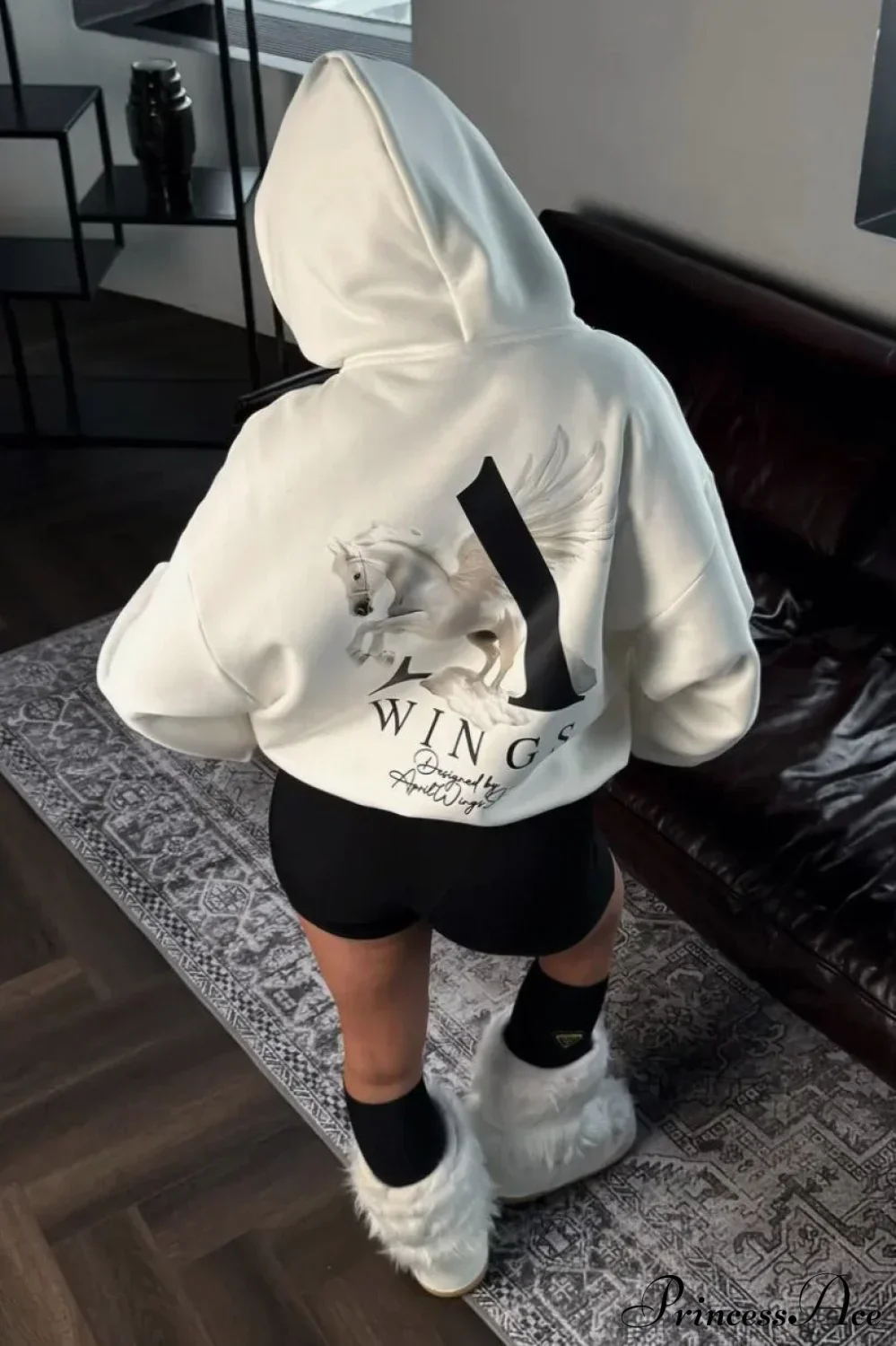Oversized Slouchy Print Relaxed Hoodie - Image 5